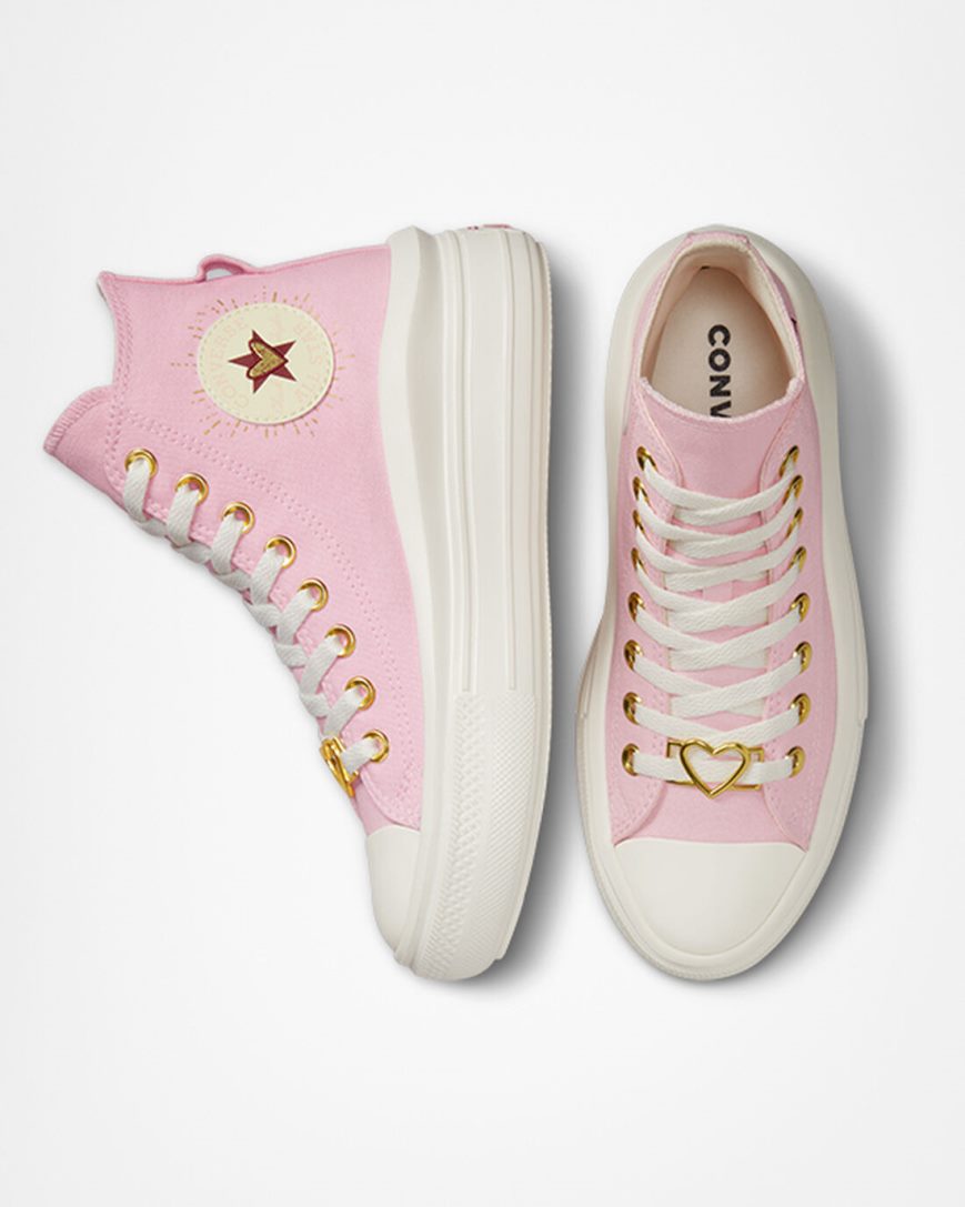 Women's Converse Chuck Taylor All Star Move Hearts High Top Platform Shoes Orange Pink | AU 304C8G